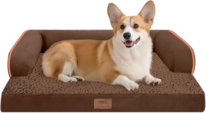 Dog Bed Medium Size Dog-Orthopedic Waterproof Bed for Dogs,Foam Couch Sofa with Washable Removable Cover & Non-Slip Bottom-Coffee-PawvioPets