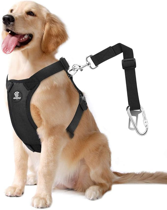 Dog Seat Belt, Safety Vest Dog Car Harness with Adjustable Buckle Dog Seat Belt for Vehicle Nylon Pet Safety Seat Belts Heavy Duty(XL, Black)-PawvioPets