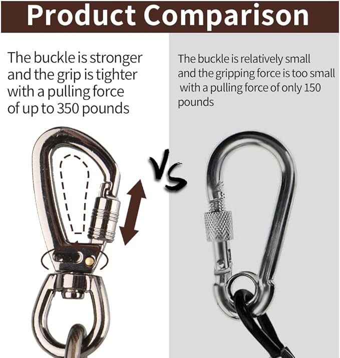 Dog tie Out Cable, 10/20/25/30/50/70/100 feet, Suitable for Dogs up to 350 pounds, Dog Cable with Swivel Buckle, Lightweight, Non-Winding, for Outdoor Camping, Yard Dog Cable (Black, 70FT)-PawvioPets