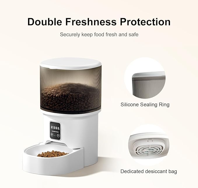 Darlipet Automatic cat Feeder,4L Auto cat Feeder,Programmable Meal & Portions,Freshness Protection, Automatic Cat Food Dispenser for Cats & Dogs, Back-up Battery, Easy to Set up & Clean-PawvioPets
