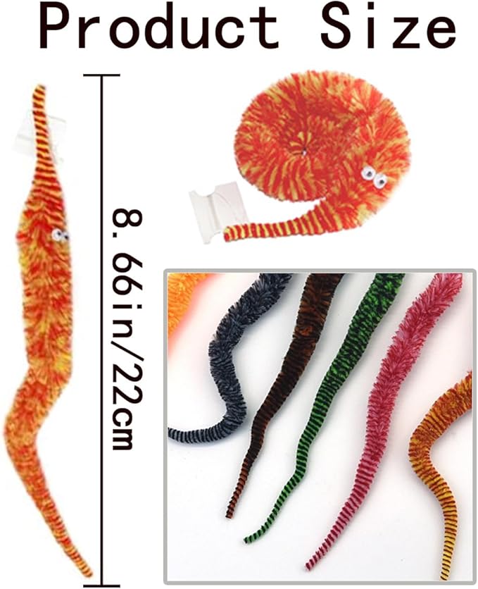 24 PCS Cat Worm Toy Zebra Print Feather Worm Teaser Refills Attachment Cute Cat Wand Replacement Interactive Wand Accessories for Fishing Pole Toy Teaser for Indoor Cats Kitten-PawvioPets