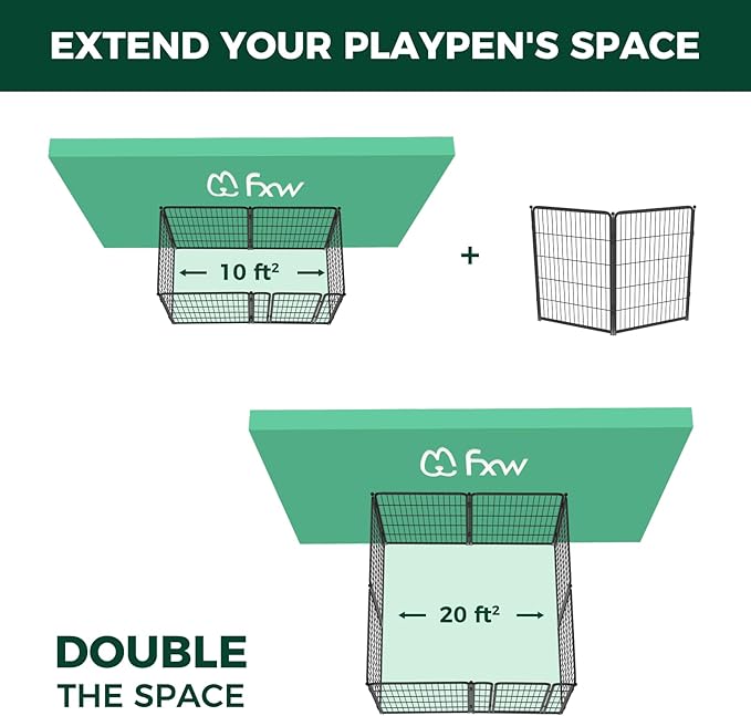 FXW Homeplus Unleashed Indoor Dog Playpen - Stress-Free and Safe Play, Heavy Duty 40 Inch 2 Wire Panels Dog Pen for Medium and Large Dogs, Black│Patented-PawvioPets