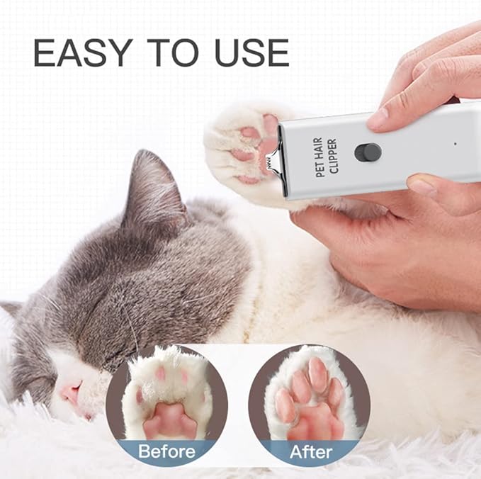 Feet Hair Trimmer, Dog Clippers,Quiet Washable USB Rechargeable Cordless Dog Grooming Kit,Electric Pets Hair Trimmers Shaver Shears for Dogs and Cats White-PawvioPets