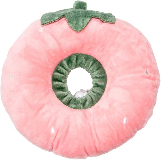 Adjustable Cat Recovery Collar Soft,Cute Pet E-Collar Neck Cone After Surgery Wound Healing Protective Cone Fit for Kitties, Small Dogs(ELC05-strawberry-s)-PawvioPets
