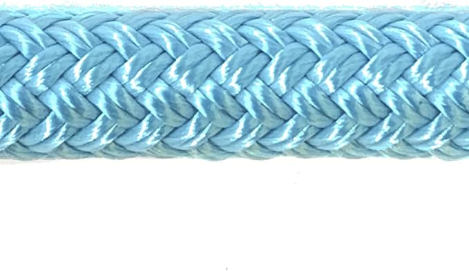 Double Braid Lead Rope with Eye Splice Loop, 12-14FT Lengths (Ice Blue, 12 ft.)-PawvioPets
