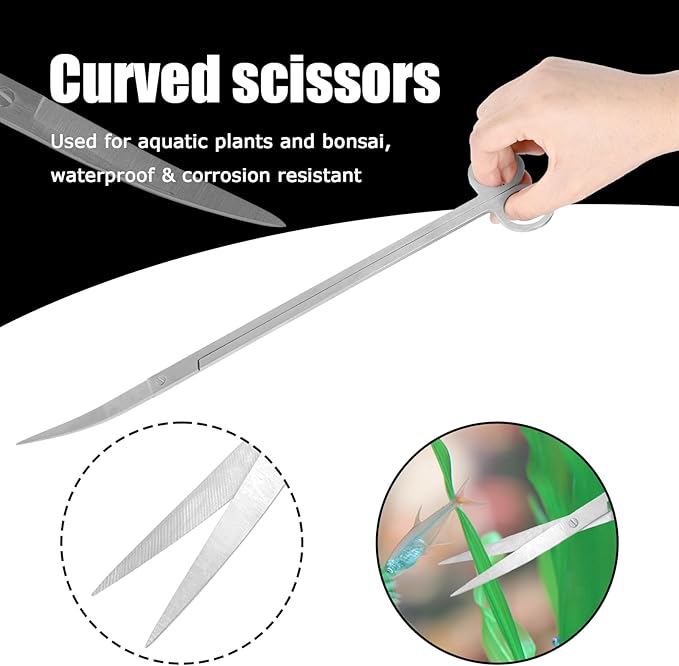 15Inch Extra Long Design Aquarium Aquascaping Tool Stainless Steel Aquascape Tools Kit 4 in 1 Anti-Rust Fish Tank Starter Kit with Long Tweezers Scissors Spatula for Aquarium Plants (Silver)-PawvioPets