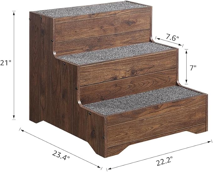 beeNbkks Furniture Style Dog Stairs, Pet Steps for Small Dogs and Cats, Wooden Non-Slip Pet Ladder for Elderly Injured Pets Short Legged Puppy to Reach Couch Sofa High Bed Windowsill-PawvioPets