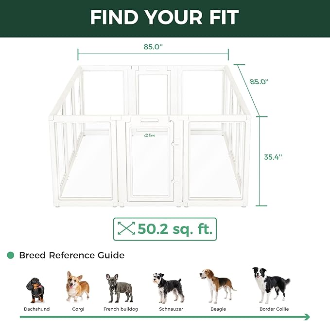 FXW AuraSpace Acrylic Indoor Unleashed Dog Playpen for Medium Dogs, 35 Inch, 12 Panels, White-PawvioPets