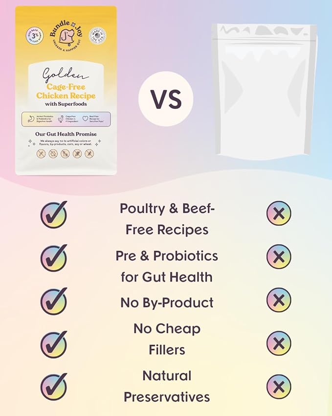 Golden Probiotic Dog Food Dry, Chicken, 4lb Bag, Allergy and Gut-Friendly Adult Kibble for Digestive Health with Cage-Free Chicken, 20 Plant Based Superfoods, Beef and Grain Free-PawvioPets