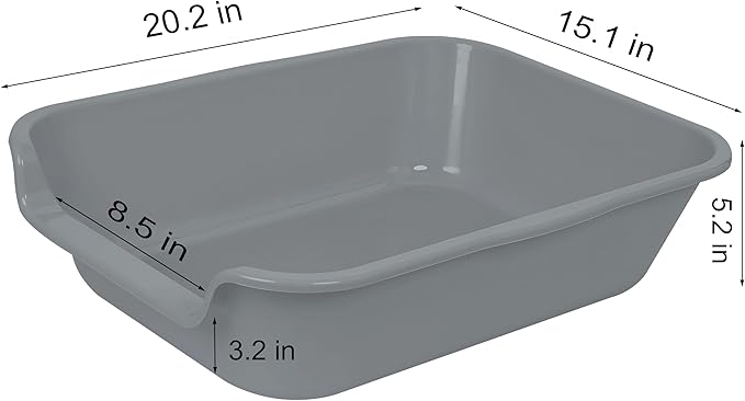 2 Pack of Extra Large Cat Litter Box (ABS Material), Low Entry Senior Litter Pen for Geriatric Kitty Big Cats, Jumbo Pet Safe Litter Boxes Tray for Indoor Pets Potty (Gray, 20" L x 15.5" W)-PawvioPets