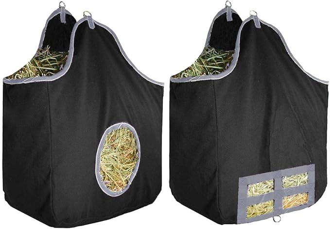 Derby Originals Large 24 OZ Canvas Horse Hay Bag 2 Sided Combo Design X Wide Gusset and 6 Month Warranty-PawvioPets