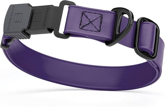 Dogline Biothane Waterproof Dog Collar with Herm Sprenger Stainless Steel Quick Release Buckle – Heavy Duty Tactical Durable Collar for Dogs – Comfortable and Safe Pet Collar, W 3/4" L 12-19", Purple-PawvioPets