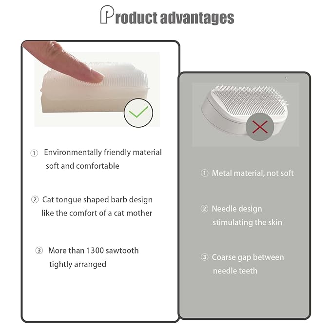 2PC Soft Cat Brush for Grooming - Gentle Cat Tongue Brush with 1300+ Barbed Serrations, Brushes for Sensitive Cats - Lightweight, gentle, Perfect for Daily Grooming & Enhancing Bonding-PawvioPets