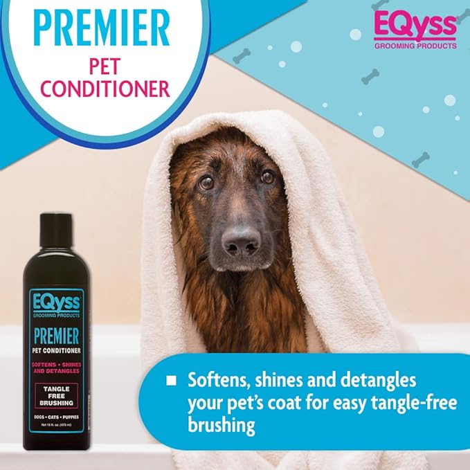 EQyss Premier Pet Conditioner - Moisturizes, Softens, & Conditions Dry Coat & Hair, Detangles & Adds Shine - for all Dogs, Cats, Puppies (16 oz)-PawvioPets