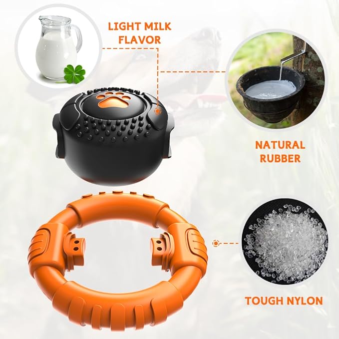 Dog Toys for Aggressive Chewers Large Medium Small Breed Indestructible Durable Tough Squeaky Dog Chew Toys to Keep Them Busy Nylon Rubber Interactive Dog Toys-PawvioPets