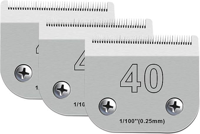 40 Blades for Dog Grooming Blades Compatible with Andis,Oster A5,Wahl km10 Dog Clippers,Size-#40, 1/100-Inch Cut Length (0.25mm) (3pcs #40)-PawvioPets
