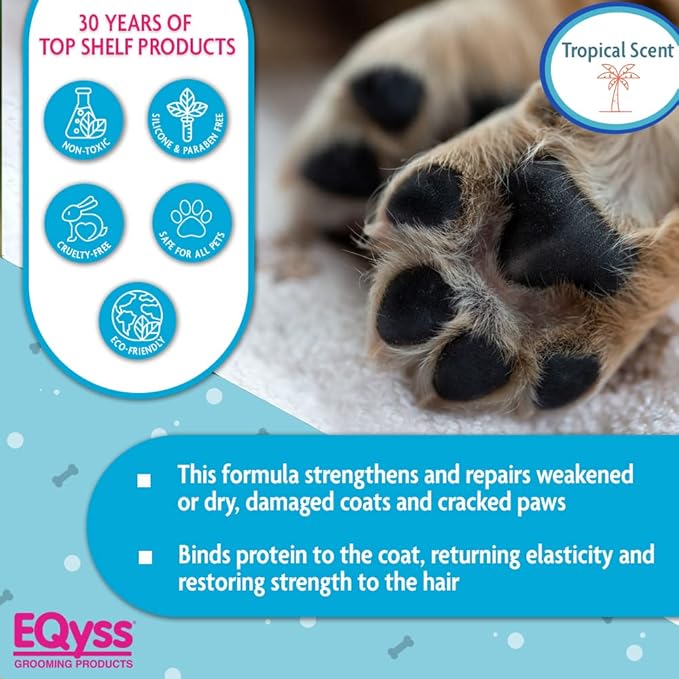 EQyss Mega-Tek Pet Rebuilder - Strengthen & Repair Dry Damaged Coat, Nose, Skin, Cracked Paw Pads - Safe for Dogs, Cats, & Puppies, pH Balanced (8 oz)-PawvioPets