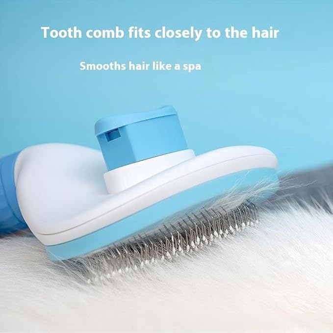 Cat Hair Brush, Cat Brush for Shedding with Metal Comb, Self Cleaning Pet Hair Brush with Release Button - Skin Friendly Deshedding Grooming Brush for Short and Long Haired Cats-PawvioPets