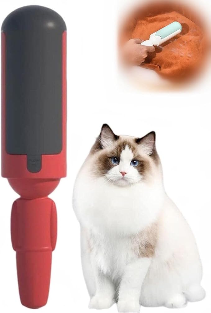 2023 New Pet Hair Remover Roller, Pet Hair Remover, Reusable Pet Hair Remover, Washable Dog/Cat Hair Remover, Fur Remover, Pet Hair Remover for Couch, Best Pet Hair Remover for Furniture (B-Red)-PawvioPets