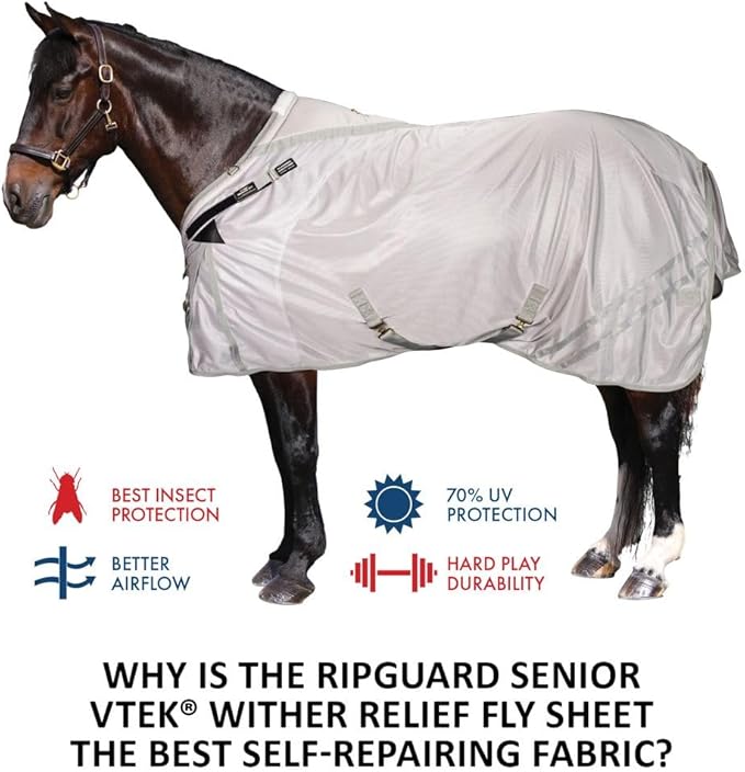 Dura-Tech RipGuard Adjusta-Fit Horse Fly Sheets | Self-Repairing Durability | Enhanced UV & Insect Protection | Ideal for All Horse Breeds-PawvioPets