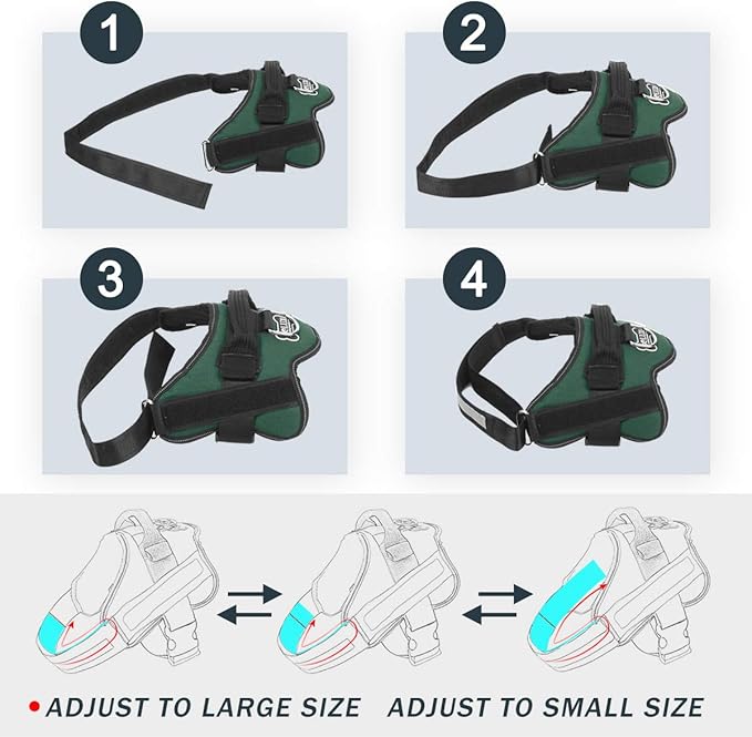 Bolux Dog Harness, No-Pull Reflective Dog Vest, Breathable Adjustable Pet Harness with Handle for Outdoor Walking - No More Pulling, Tugging or Choking (Dark Green, L)-PawvioPets