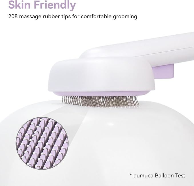 aumuca Cat and Dog Grooming Brush for Shedding, Removes Loose Fur from Long or Short Haired Pets - Ideal for Cats, Kittens, Rabbits, and More - Purple-PawvioPets