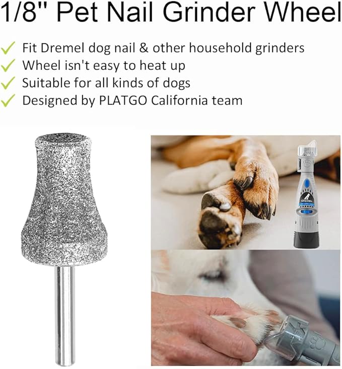 Diamond Dremel Dog Nail Grinder FlashB, Dogs&Pets Nail Care, 1/8'' Pet Nail Grinder Wheel Work with Dremel Sanding Drums for Animals Nail Care & Home Grinder Tools-PawvioPets