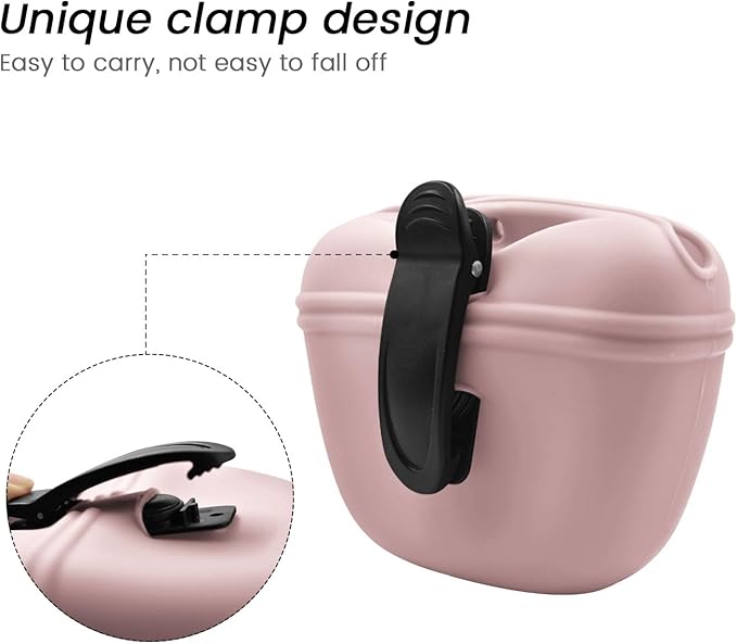AUDWUD Silicone Dog Treat Pouch,With Dog Training Clicker,Clip on Portable Training Container,Convenient Magnetic Buckle Closing and Waist Clip-PawvioPets