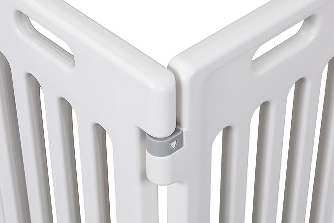 BIRDROCK HOME Dog Playpen w/Door, 16 Panel, 25.6in H | Strong Plastic, Non-Slip Puppy Playpen, Secure Pet Gate | Indoor Outdoor Fence | Configurable Panels | Medium to Large Pets - White-PawvioPets