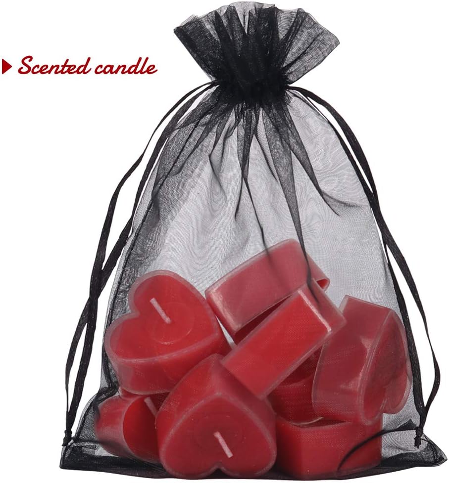 YQL Black Organza Bags,100PCS 5x7 Inch Gift Favor Bags Mesh Fruit Protection Bags Jewelry Pouches Sachet Bags Wedding Party