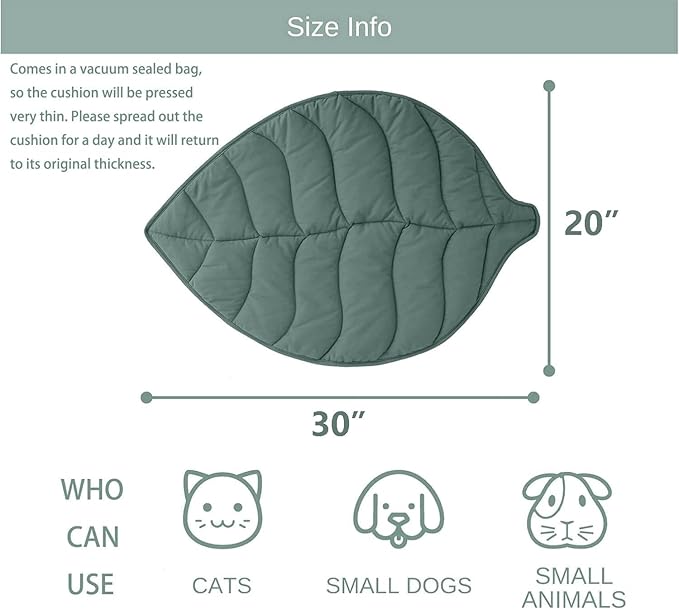 30 X 20 Inch Leaf Shaped Cotton Cat Bed Pad, Warming Cat Mat, Pet Warming Pad for Cats, Warmer Mat for Feral and Indoor Cats, 2025 Enlarged and Thickened Leaf Beds-PawvioPets