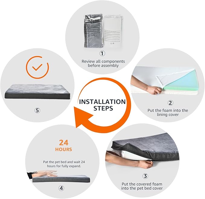 Amazon Basics Dog Bed with Cooling Gel Memory Foam, Pressure-Relief Support for Dogs up to 90lbs, Non-Slip Bottom, Machine Washable Cover, Extra Large Sized (41" x 29"), Grey-PawvioPets