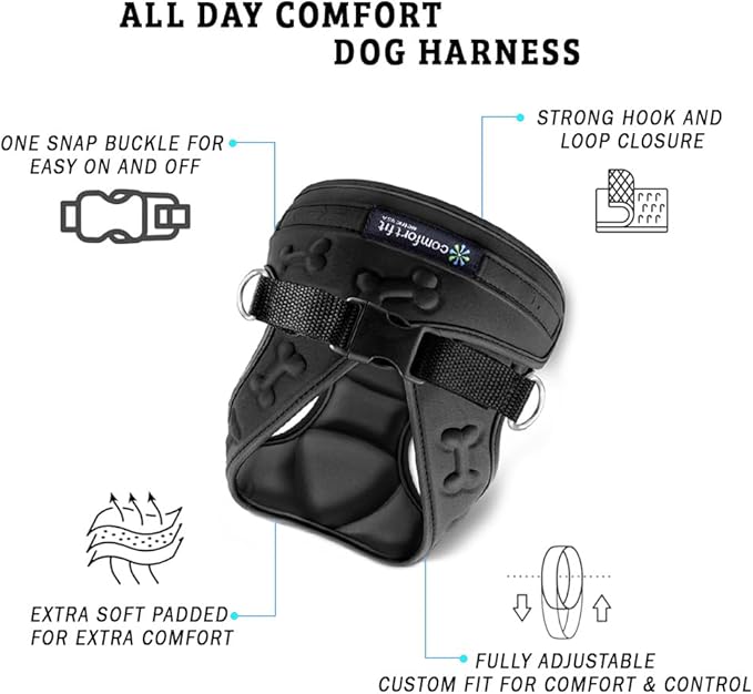 Comfort Fit No Pull Dog Harness for Medium Small Large Dogs Step-in Dog Vest Harness with Adjustable Buckle All Weather Comfortable Soft Padded Easy Control Handle Ideal for Walking Running Training-PawvioPets