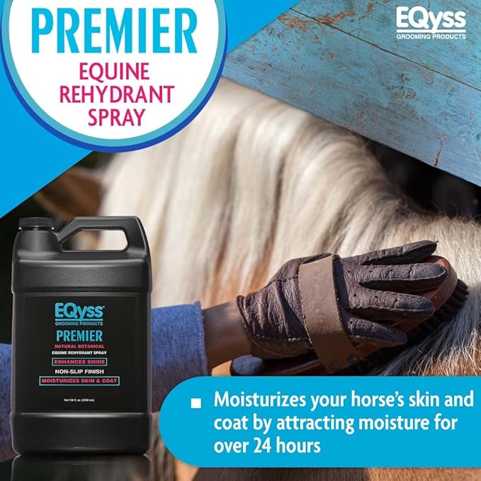 EQyss Premier Equine Rehydrant Spray - Moisturize Horse's Skin & Coat, Add Shine, Detangle, Repel Dirt & Dust - No Silicone, Non-slip Finish (128 oz)-PawvioPets