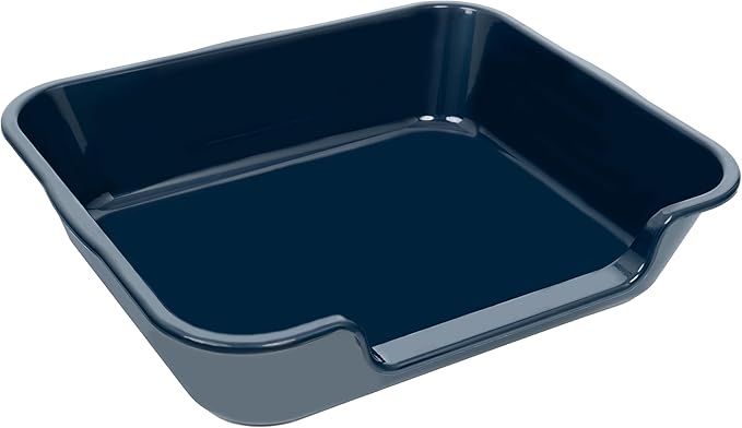2 Pack of Extra Large Cat Litter Box (ABS Material), Low Entry Senior Litter Pen for Geriatric Kitty Big Cats, Jumbo Pet Safe Litter Boxes Tray for Indoor Pets Potty (Dark Blue, 24"L x 20"W)-PawvioPets
