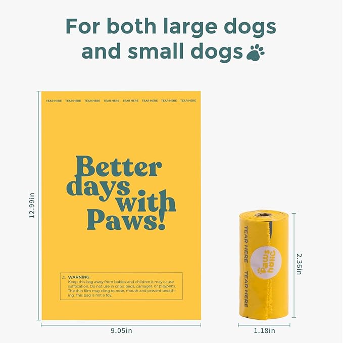 Dog Poop Bags Rolls Biodegradable 100% Leak Proof Thickened Dog Waste Bags -270 Count 18 Rolls - Cornstarch Based Doggie Poop Bag for Puppy and Big Dogs(Unscented)-PawvioPets
