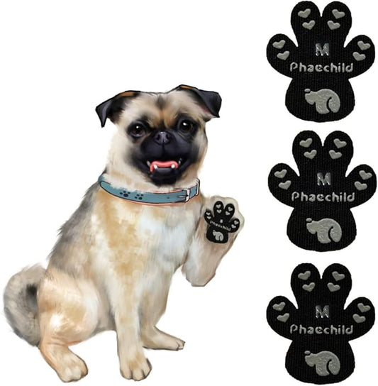 Dog Paw Pads Anti-Slip Grips,Dog Paw Protectors for Senior Dogs on Hot Pavement,Provides Traction to Keep Them from Slipping on Smooth Floors 20 sets-80 Pads Black M-PawvioPets