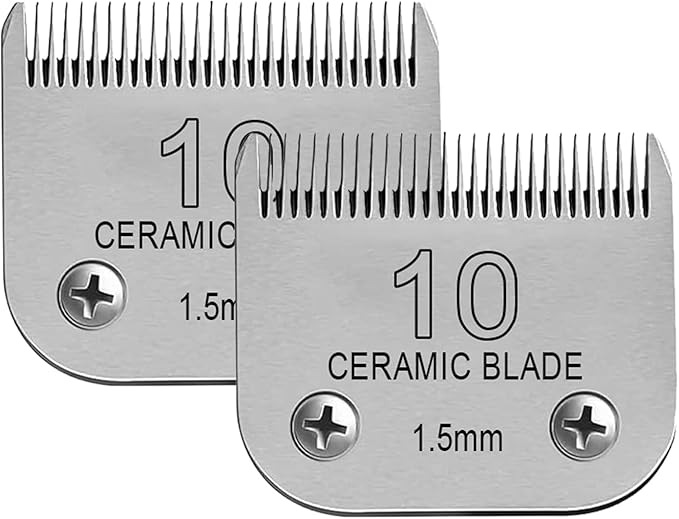Detachable Pet Dog Clipper Blades, Compatible with Size-10 (1.5mm), Most Oster A5, KM Series Clippers,Made of Stainless Steel Blade 2Pack-PawvioPets