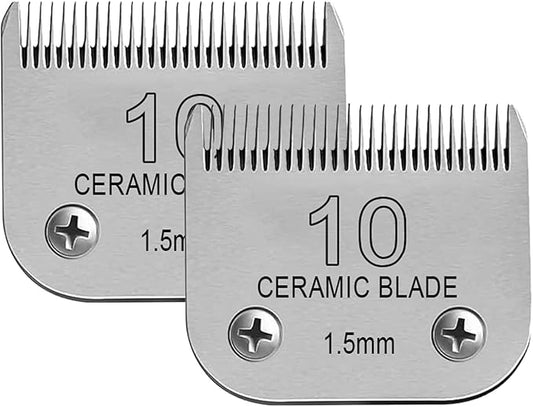 Detachable Pet Dog Clipper Blades, Compatible with Size-10 (1.5mm), Most Oster A5, KM Series Clippers,Made of Stainless Steel Blade 2Pack-PawvioPets