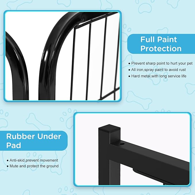 BestPet Dog Playpen Indoor 32 inch 12 Panels Metal Dog Pen Pet Dog Fence Outdoor Exercise Pen with Doors,Pet Puppy Playpen for RV Camping Yard, Black-PawvioPets