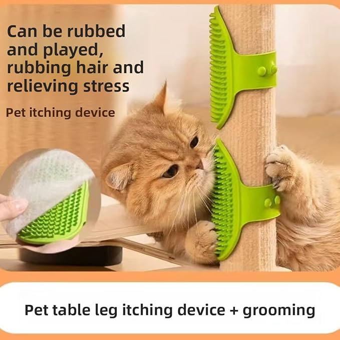 4PCS cat self groomer,cat brushes for indoor cats,Adjustable silicone self-cleaning massage tool for scratching, bathing, massaging, cleaning hair for cats and dogs-PawvioPets