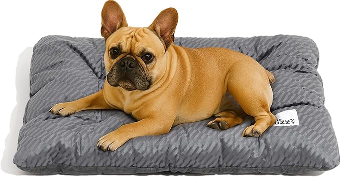 FUNNY FUZZY 30x20 Washable Dog Bed Crate Mat, 2 in1 Pet Pillow Sleeping Bed, Fluffy Deluxe Kennel Mattress for Medium Dog and Cat,Charcoal Grey,M-PawvioPets