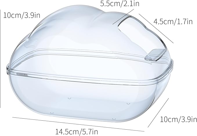 BUCATSTATE Hamster Sand Bath Container Transparent Hamster Dust Bath Kit Dwarf Toilet with Scoop Set Cage Accessories for Small Animals, Gerbil, Syrian Hamster, Mouse (Blue, Medium)-PawvioPets