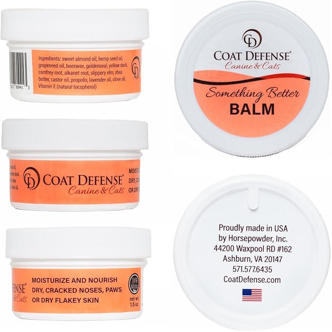COAT DEFENSE Something Better Balm | Made in USA | Nose & Paw Balm | Lick Safe, Healing and Deeply Moisturizing | Paw Soother for Dogs & Dog Skin Soother (1.5 OZ)-PawvioPets