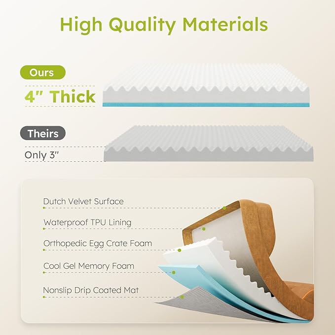 Extra Large Dog Bed, Orthopedic Dog Beds with Cooling Gel Memory Foam, Waterproof XL Pet Bed with Removable Washable Cover, 42" Pet Sofa Couch Dutch Velvet with Bone Toy, Brown-PawvioPets