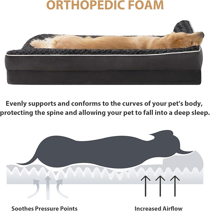 BFPETHOME Orthopedic Dog Beds for Large Dogs-Waterproof Sofa Dog Bed with Removable Washable Cover, Large Pet Bed with Waterproof Lining and Nonskid Bottom, Pet Bed for Dogs-PawvioPets