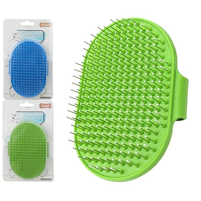 4-Pack Silicone Cat Brush Set, Pet Scratcher and Massager – Adjustable Pet Deshedding Brush, Bath Brush for Cats and Dogs, Suitable for Furniture Legs & Corners (Needle Style - 2PCS (Blue + Green))-PawvioPets