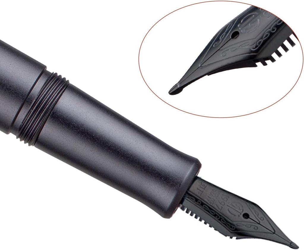 Hongdian M2 Black Forest Mini Fountain Pen, Long Blade Nib & Sleek Shape Aluminium Short Pocket Travel Pen (Space Gray)