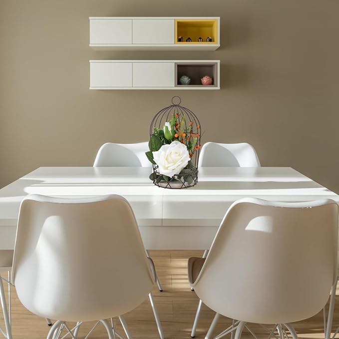 BESTOYARD Hanging Bird Cage Decor with White Simulation Rose Flowers for Home Wedding Table and Garden Ornament-PawvioPets