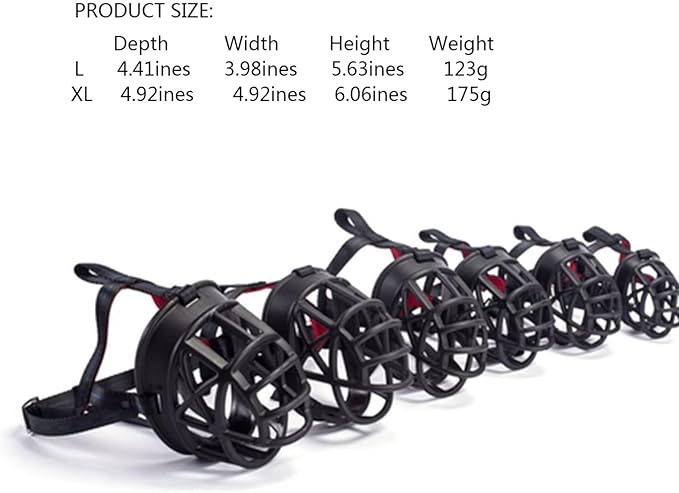 Dog Muzzle Breathable Basket Muzzles for Large and X-Large Dogs, Stop Biting, Barking and Chewing, Best for Aggressive Dogs Black Brown (Black Rubber, L)-PawvioPets